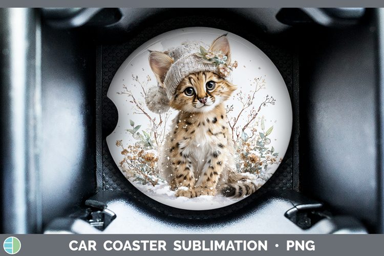 Serval Wild Cats Winter Knit Hat Car Coaster Sublimation Des