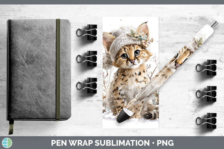 Serval Wild Cats Winter Knit Hat Pen Wrap Sublimation Design
