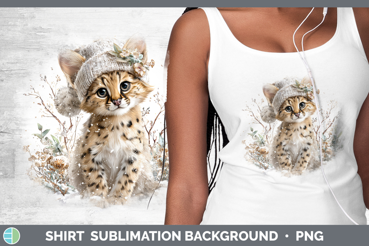 Serval Wild Cats Winter Knit Hat Shirt Sublimation Design