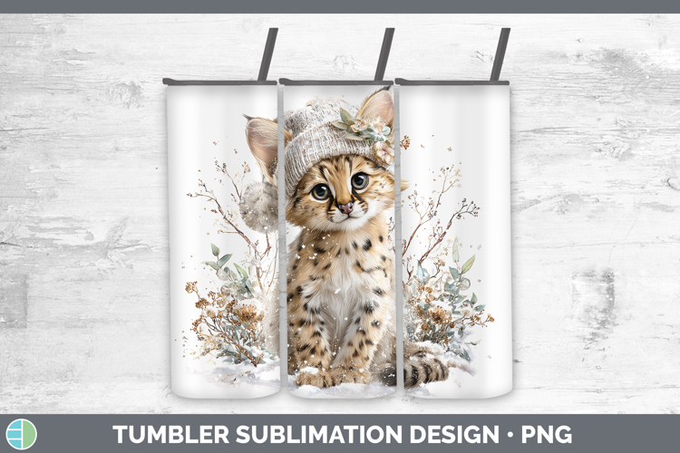 Serval Wild Cats Winter Knit Hat Tumbler Sublimation Design