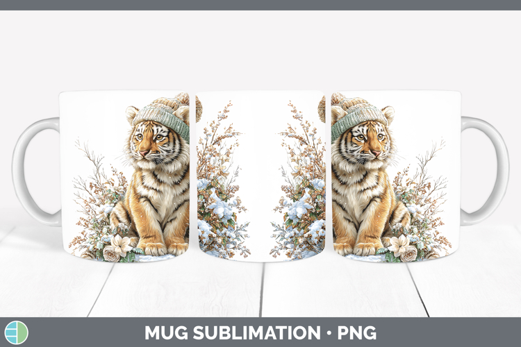 Tiger Wild Cats Winter Knit Hat Mug Wrap Sublimation Design