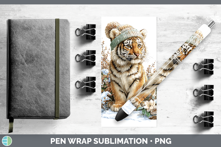 Tiger Wild Cats Winter Knit Hat Pen Wrap Sublimation Design