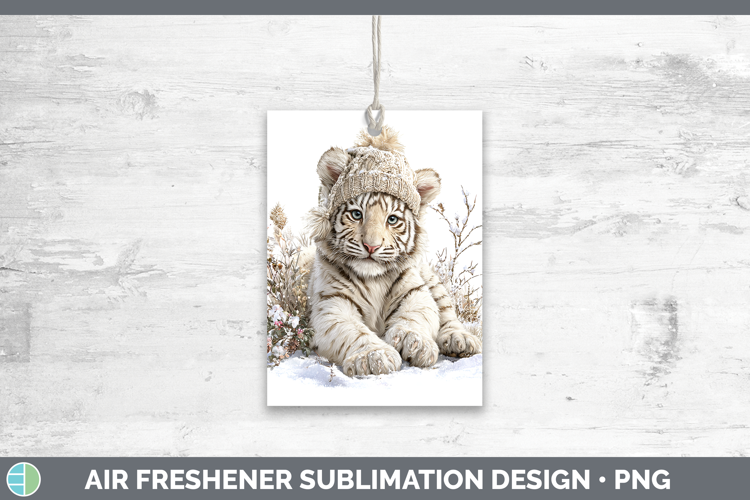 White Tiger Wild Cats Winter Knit Hat Air Freshener Sublimat