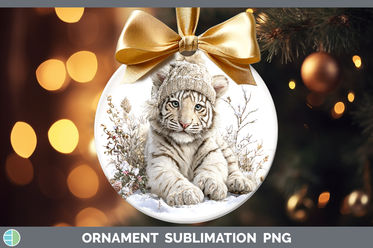 White Tiger Wild Cats Winter Knit Hat Ornament Sublimation D
