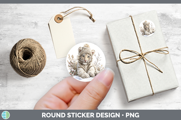 White Tiger Wild Cats Winter Knit Hat Stickers Design