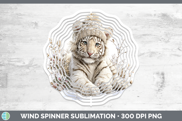 White Tiger Wild Cats Winter Knit Hat Wind Spinner Sublimati
