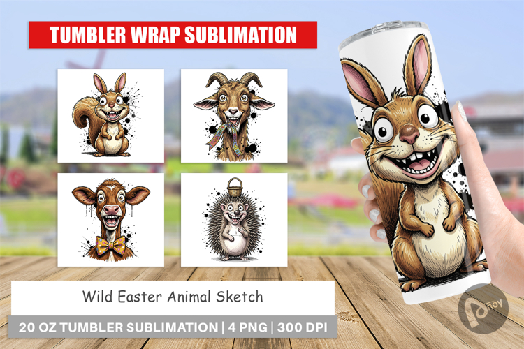 Wild Easter Animal Sketch Tumbler