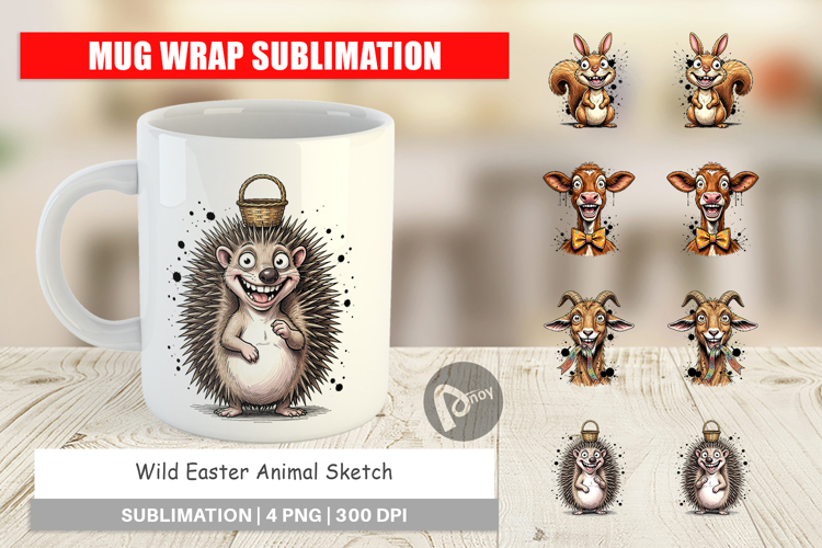 Wild Easter Animal Sketch Mug Wrap