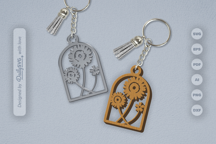 Wild Floral Keychain SVG