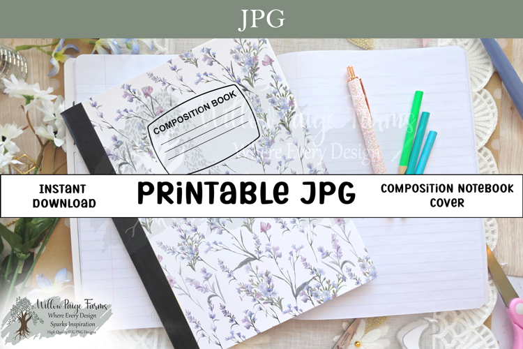 Watercolor Wildflowers Notebook Composition Cover Printable