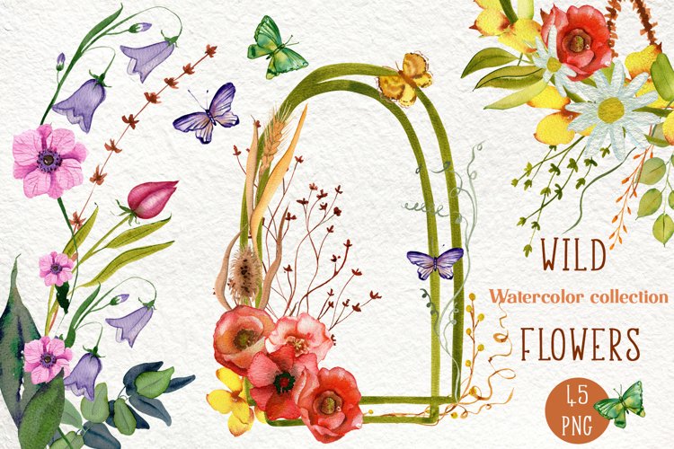 Wild Flowers watercolor wildflowers collection example image 1