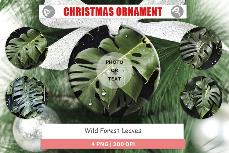 Christmas Ornaments Forest Leaves Pattern