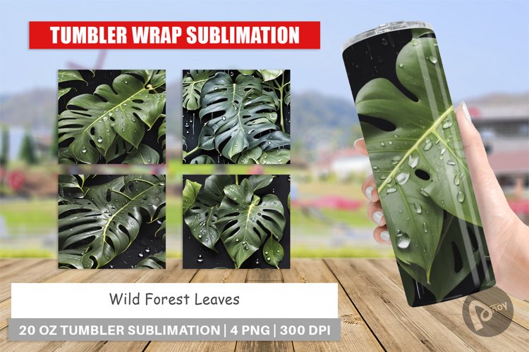 Tumbler Wrap Forest Leaves Pattern
