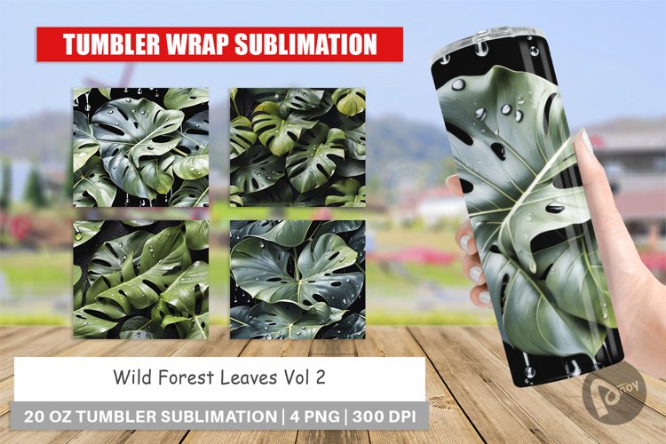 Tumbler Wrap Forest Leaves Pattern