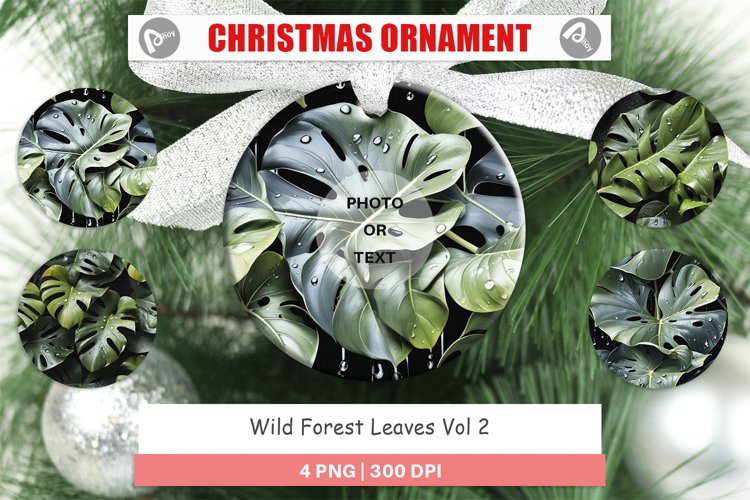 Christmas Ornaments Forest Leaves Pattern