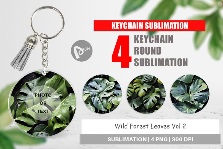 Keychain Forest Leaves Pattern