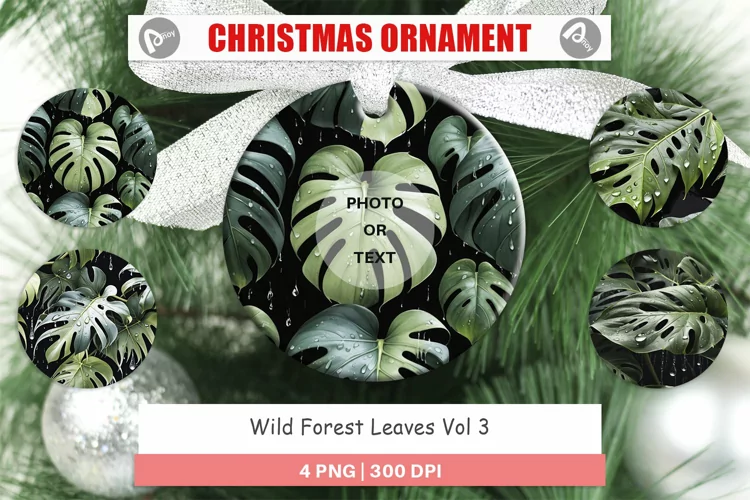 Christmas Ornaments Forest Leaves Pattern