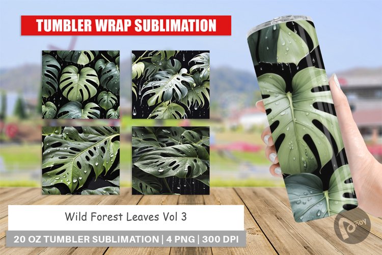 Tumbler Wrap Forest Leaves Pattern example image 1