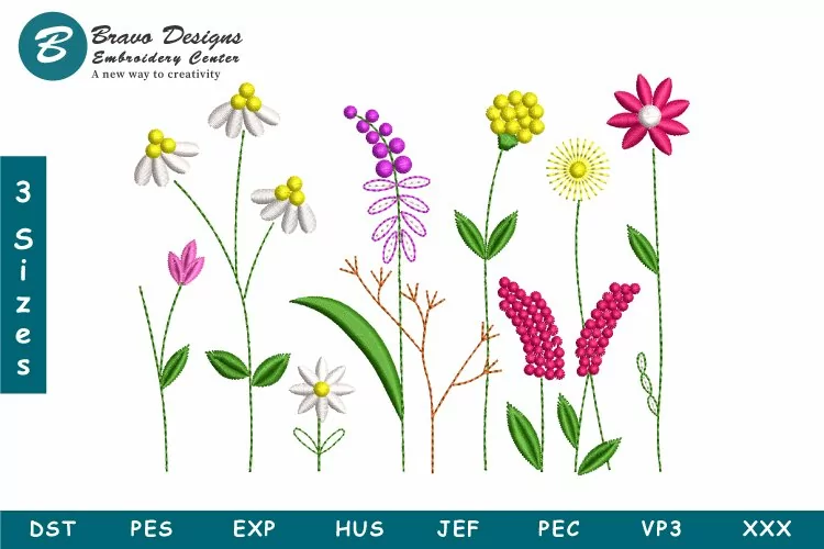 Wildflowers Machine Embroidery Design