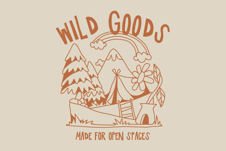 Wild Goods Summer Camping Cartoon T shirt Design