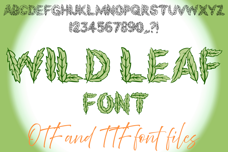 Wild Leaf Alphabet Lettering ABC Text Font Leaves Typeface