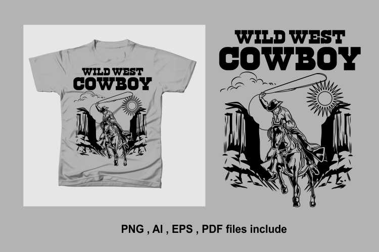 Wild West Cowboy vintage illustration
