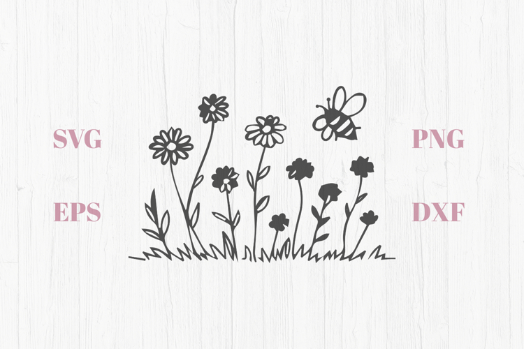 Wildflowes with bee SVG