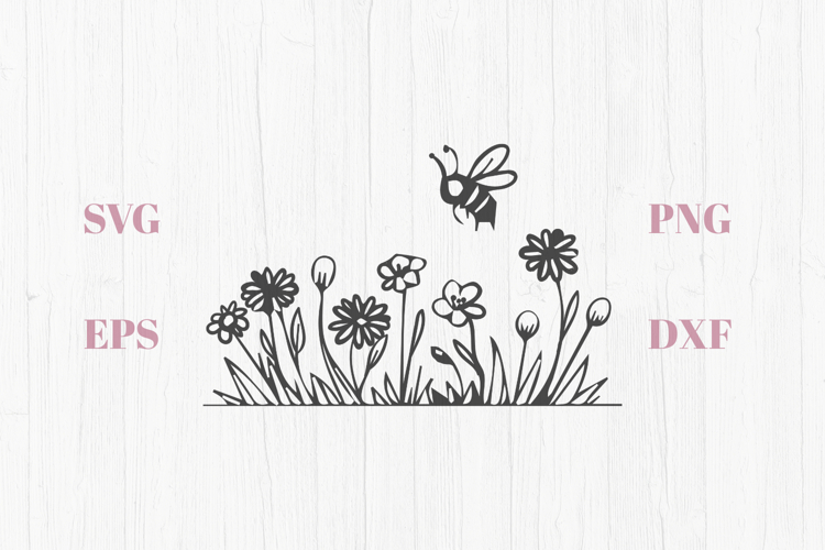 Wildflower Bush with bee SVG