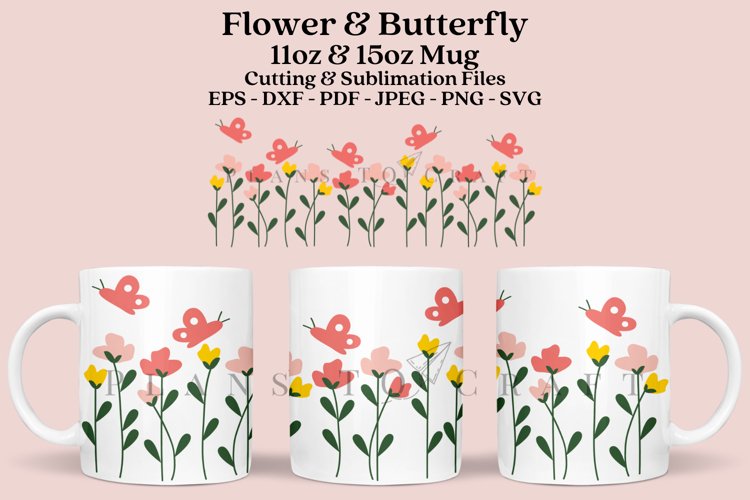 Flower   Butterfly 11 15oz Coffee Glass Mug SVG