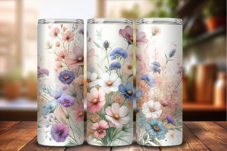 Wildfower Tumbler Wrap PNG, 20oz Floral Sublimation Design