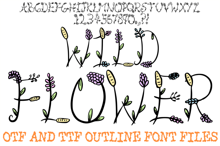 Wildflower Font Floral Flowers Harvest ABC OTF Type