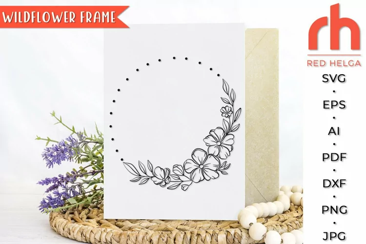 Wildflower Frame SVG, Flower Wreath Cut File, Floral Wedding