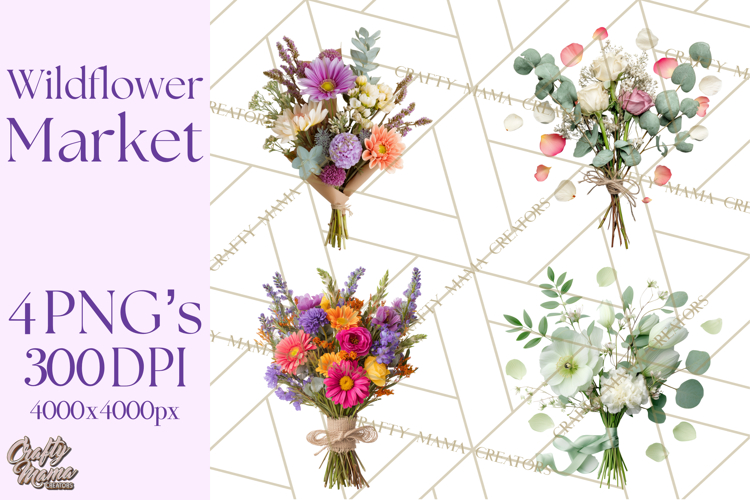 Charming Wildflower Market Floral Clipart PNG