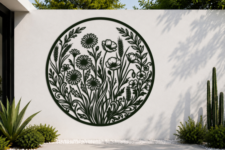 Wildflower Meadow Round Laser Cut SVG