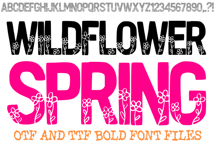 Wildflower Spring Bold Font Botanical Silhouette Typeface