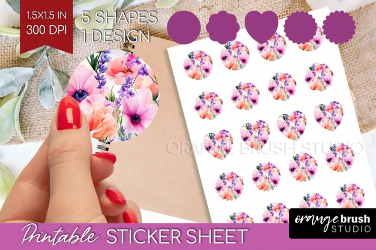 Wildflowers Round Sticker - Spring Flowers Printable Sticker