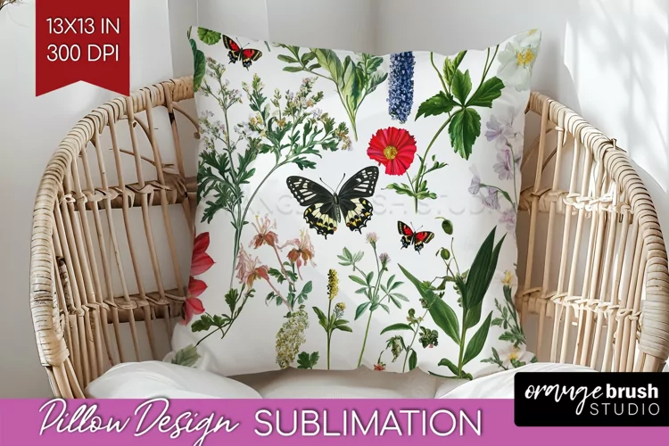 Wildflowers Pillow Sublimation - Spring Flowers Pillow Cover