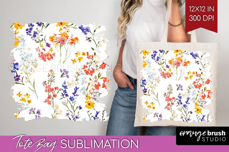 Wildflowers Tote Bag - Spring Flowers Tote Bag PNG