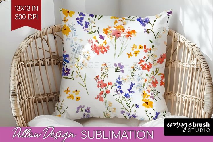 Wildflowers Pillow Sublimation - Spring Flowers Pillow Cover