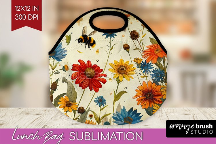 Wildflowers Lunch Bag - Spring Flowers Lunch Bug PNG