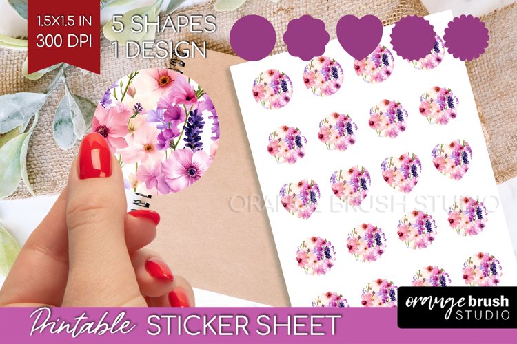 Wildflowers Round Sticker - Spring Flowers Printable Sticker