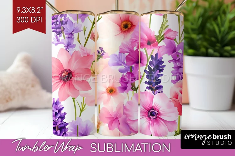 Wildflowers Tumbler Wrap - Spring Flowers Tumbler PNG