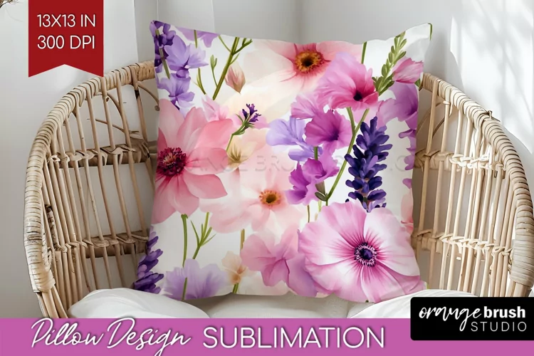 Wildflowers Pillow Sublimation - Spring Flowers Pillow Cover