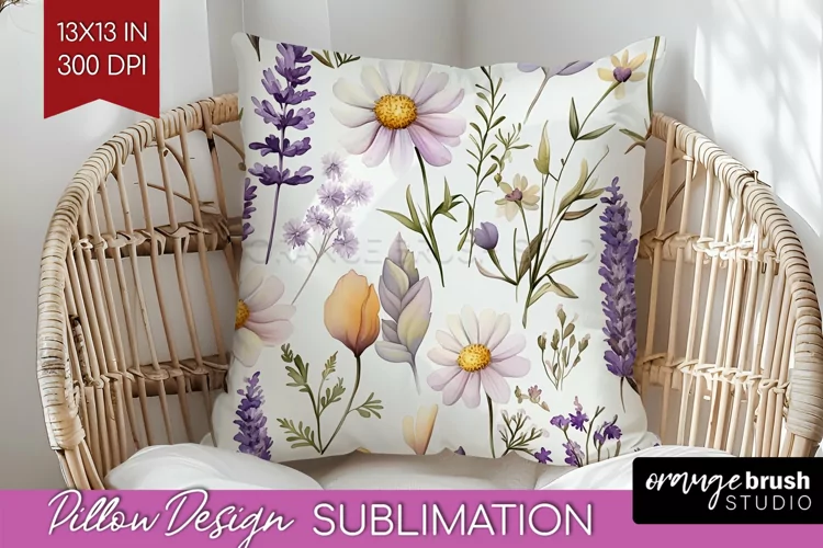 Wildflowers Pillow Sublimation - Spring Flowers Pillow Cover