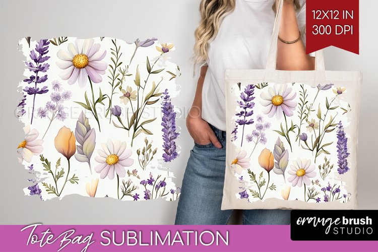 Wildflowers Tote Bag - Spring Flowers Tote Bag PNG