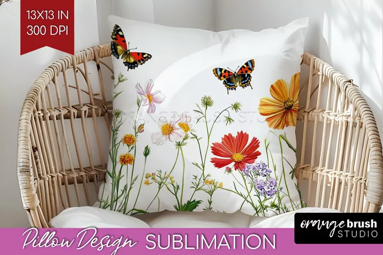 Wildflowers Pillow Sublimation - Spring Flowers Pillow Cover