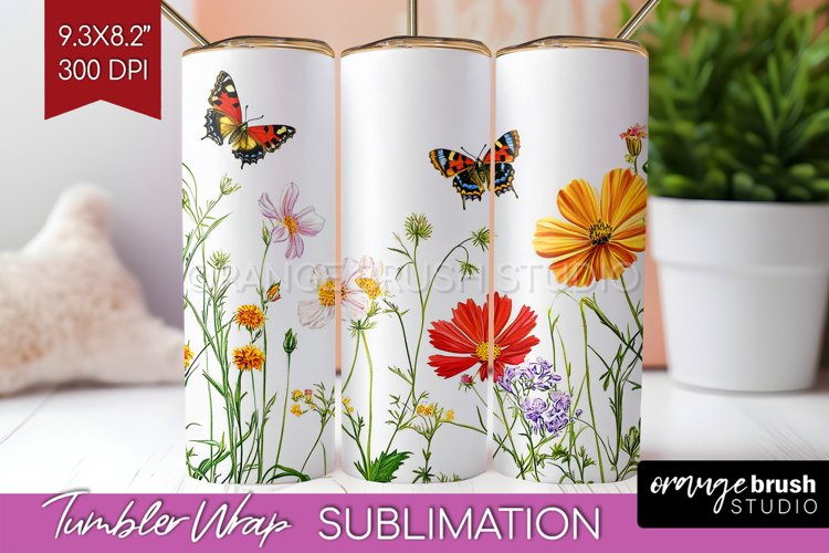 Wildflowers Tumbler Wrap - Spring Flowers Tumbler PNG example image 1