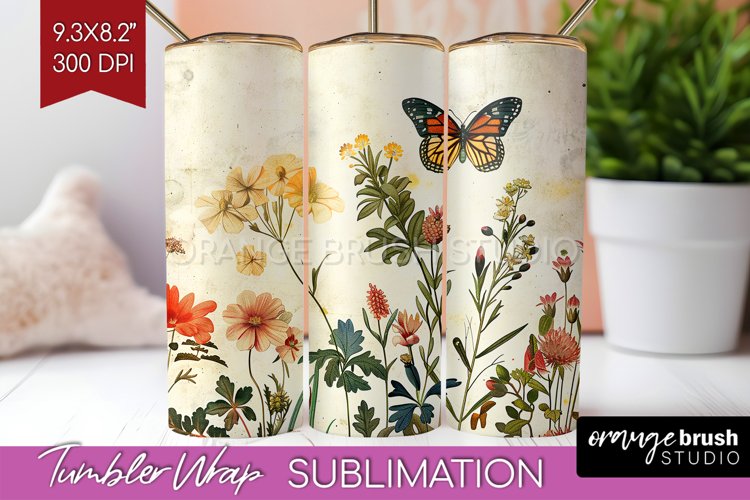 Wildflowers Tumbler Wrap - Spring Flowers Tumbler PNG example image 1