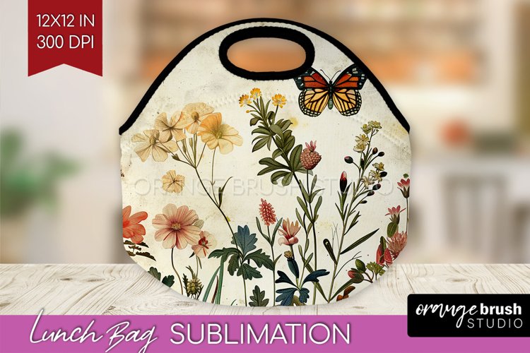 Wildflowers Lunch Bag - Spring Flowers Lunch Bug PNG