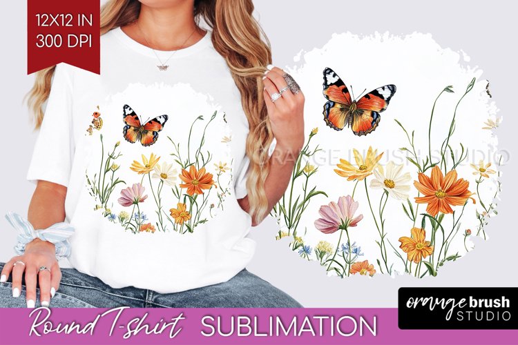 Wildflowers Round Tshirt Background - Spring Flowers PNG